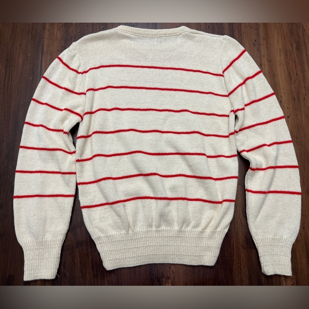 Par Four Sweater Vintage 90’s Deadstock Cream Red Stripes 100% Cotton Golf EUC - Picture 3 of 15